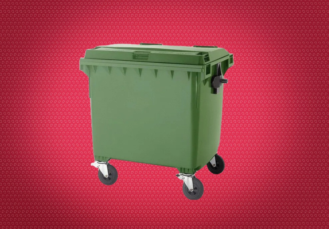 Aristo 1100 L Hdpe Dustbin With Wheel Green & Blue
